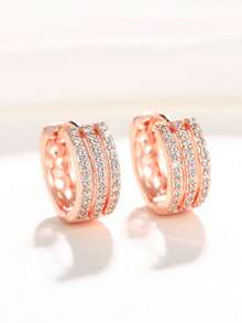 1 Pair Elegant Cubic Zirconia Earrings, Suitable For Women, Can Be Worn For Weddings, Engagements, Anniversaries, Parties, Valentine's Day And Other Occasions - 3# - View 3