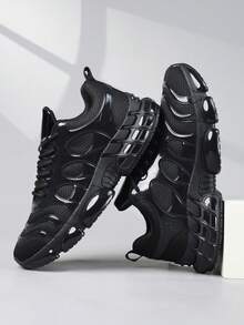 Zapatos casuales de moda para hombres, zapatillas deportivas clásicas y elegantes con cordones para hombres, zapatos deportivos personalizados para hombres, zapatillas casuales de uso diario - Negro - Ver 2