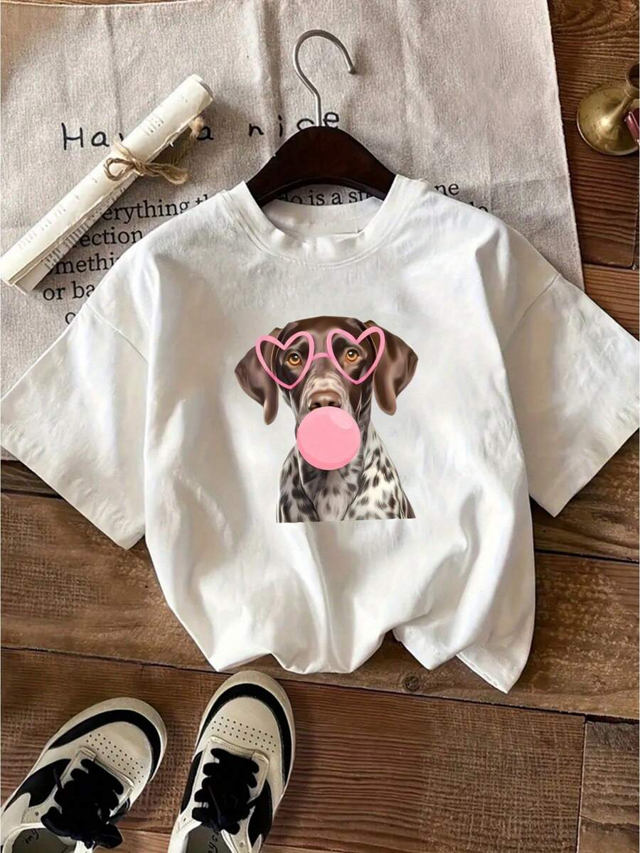 New 2026 Collection: Cotton T-Shirt, Casual Letter Print T-Shirt, Short Sleeve, Round Neck, Casual Top For Summer And Spring, Women's Clothing, 100% Cotton, Durable - 白色 - 查看 1