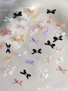 20颗混色树脂蝴蝶结圆珠，3D法式美甲饰品，美甲配件 - 彩色 - 查看 2