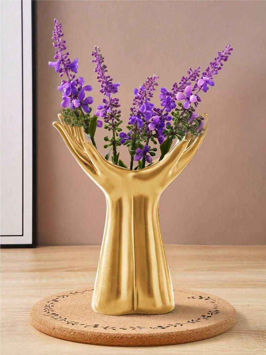 1 chiếc bình hoa nhựa thủ công có tay cầm trang trí, dễ thương và độc đáo, phong cách tối giản Boho nữ tính, phù hợp với trang trí nội thất hiện đại kiểu Scandinavia cho nhà cửa, phòng khách, văn phòng.
