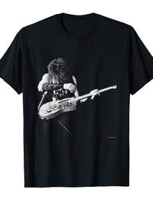 Prince Iconic Music T-Shirt For Live Performances - Soft Unisex Short Sleeve T-Shirt With Prince Guitar Print, Men's Casual Wear, Men's Iconic Short Sleeve Sports And Leisure T-Shirt, Lightweight And Energetic Top, With A Crisp And Streamlined Cut, This Garment Creates A Clean And Vibrant Look When Worn. Its Loose Yet Flattering Silhouette Adapts To All Body Types, Offering A Style That Is Both Casual And With A Touch Of Elegance. - 黑色 - 查看 6