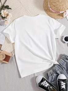 Women's Short-Sleeved T-Shirt With A Graphic Print Featuring A Cowboy And Equestrian Style. Ideal For Everyday Wear, Casual Outings, Weekends, And Country Events. Made Of Polyester, With A Casual, Western Style, Perfect For Spring And Summer. Domestic Shipping Available. - 白色 - 查看 2
