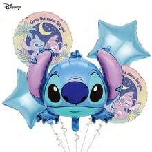 Bộ 5 bóng bay hình đầu người ngoài hành tinh màu xanh dương của Disney, hình tròn và hình ngôi sao, chủ đề hoàng hôn lãng mạn, thích hợp trang trí phòng tiệc sinh nhật, kỷ niệm và chụp ảnh. - Xem 4