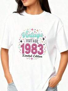 Limited Edition Vintage 1983 Shirt, 41st Birthday T-Shirt, 1983 T-Shirt, 80s Birthday, Birth Year T-Shirt, 41st Birthday Gift For Her - 白色 2 - 查看 7