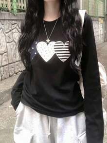 Women's Long-Sleeved T-Shirt, 100% Cotton, Modern And Versatile, 210g, One Piece. - Black - View 1