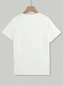 Women's Casual T-Shirt With Cartoon Bear Print, Round Neck And Short Sleeve - 白色 - 查看 2