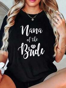 100% cotton Camisetas y Conjuntos para Mujer para la Cena de Ensayo de Boda y la Fiesta de Despedida de Soltera de la Abuela de la Novia - Negro - Ver 6