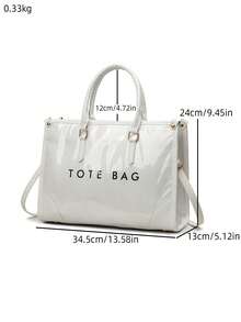 Multifunctional Portable Fashion Tote Bag With Detachable Shoulder Strap, Transparent Material, For Work, Daily Commute, Women - White - View 3