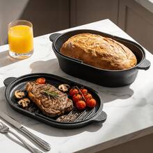 EZIFY Multi‑Functional Combo Oval Dutch Oven, 2‑In‑1 Cast Iron Bread Baking Cookware, Dual‑Use Stew & Fry Pan For Home Cooking - View 2