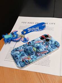 Disney Lilo And Stitch Phone Case : 3D Fluffy Pattern Border Protector Phone Soft Phone Case With A Free Cute Stitch Bracelet Chain Lanyard, Stitch, Lilo, Angel, For Apple 17 Promax 17 Pro 16 15 14 13 12 11 Pro Max XS Max X XR Soft Cover Summer Phone Case - 白色 - 查看 6