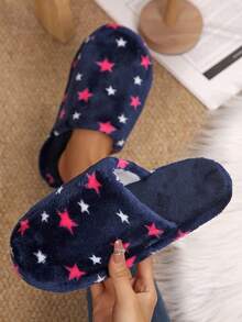 Indoor Soft Plush Heart-Shaped Pattern Memory Foam Footwear For Women Cozy Fuzzy Slippers House Slippers Winter Warm Cotton Shoes - Navy Blue - View 3