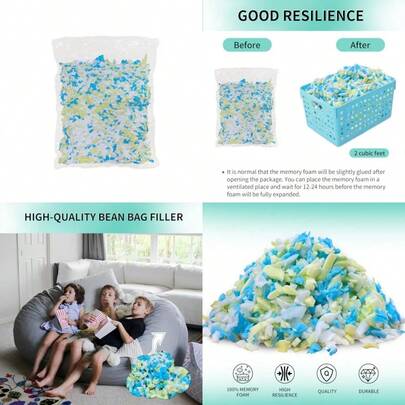 Shredded Memory Foam Filling For Bean Bag Filler Premium Soft Filling Without Added Gel Particles Very Suitable For Filling Bean Bags And Pillows