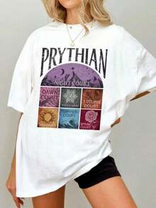 Premium Seven Courts Of Prythian Shirt, The Maas Tour Sweatshirt, Velaris Night Court SJM Inspire Shirt, Gift For Book Lover. Women's Fashionable Casual T-Shirt With Creative Print, Short Sleeve, Round Neck, For Spring And Summer. Festive Celebration Shirt, Party Wear Top, - 白色 - 查看 1