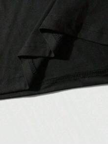 Camiseta de manga corta y cuello redondo con estampado de letras minimalista y casual para hombre NEON DUSK - Negro - Ver 3