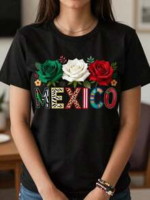 Camisa con Estampado Estilo Mexicano. Camisa Casual de Moda para Mujer, Primavera y Otoño, Lavable, Adecuada para Deportes, Uso Diario y Ocasiones de Fiesta. Disfraces de Halloween, Camisas para Mujer, Conjuntos de Otoño y Otras Opciones de Ropa para Varias Ocasiones. - Negro - Ver 6