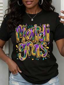 Camiseta Festiva de Mardi Gras con Diseño Colorido para Fiestas de Celebración - Negro - Ver 6