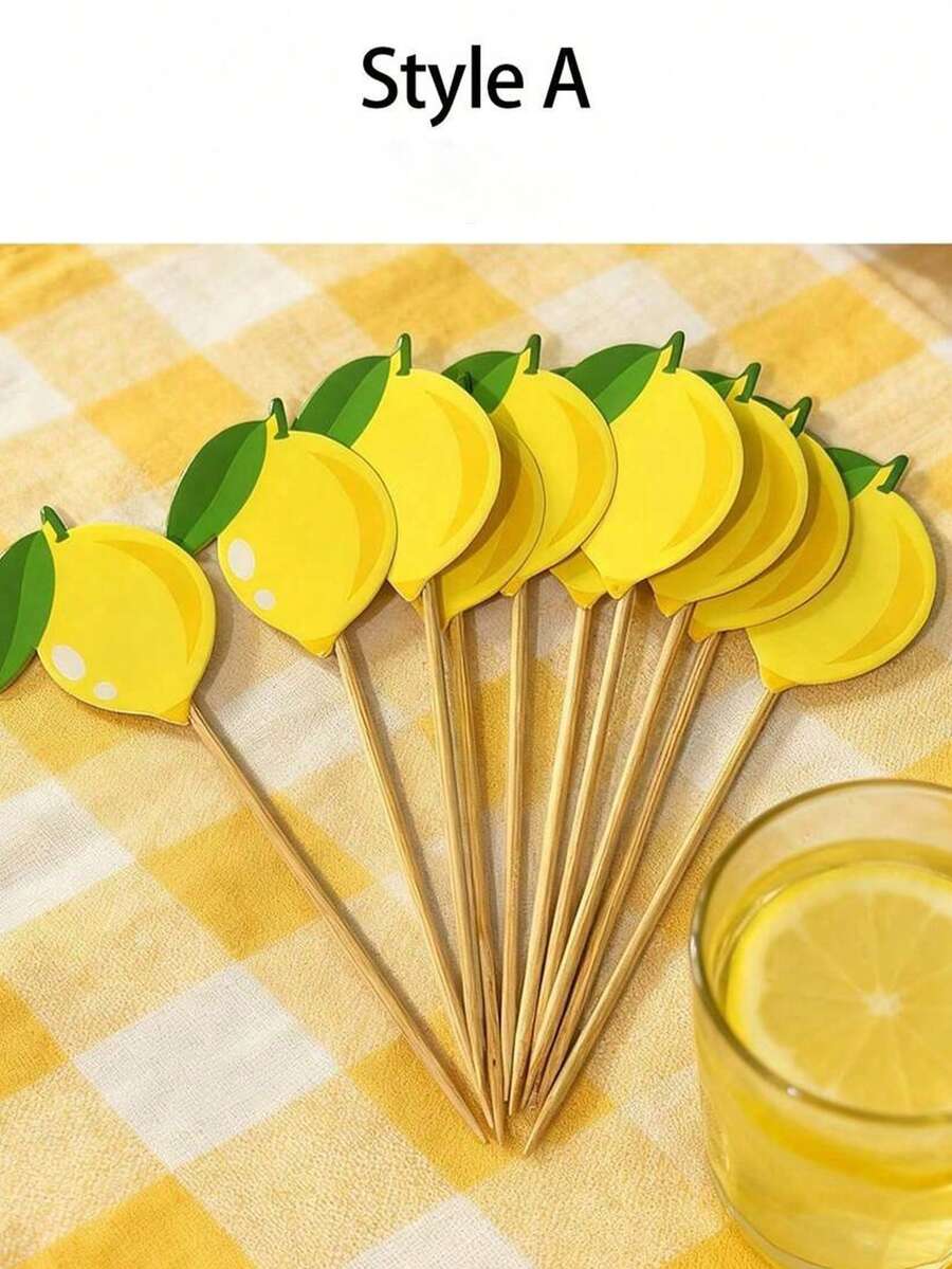 20 piezas de decoraciones de pastel con forma de limón, decoración de pastel con frutas de limón realistas de verano, disponibles en múltiples colores y estilos, adecuado para postres de té de la tarde o bandejas de frutas, perfecto para la decoración de la mesa de fiestas y reuniones - Varios estilos - Ver 1