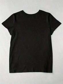 Soft 100% Cotton T-Shirt. Soft 100% Pure Cotton New Summer Style. Local Shipping - Women's Elegant Pure Cotton Casual Clothing. Women's Oversized T-Shirt With Simple Letter Print, Graphic Tees, Tops For Women. Machine Washable. A Gift For Family, Siblings, Friends, Parents, Or Teachers. Breathable Cotton T-Shirt, Goes With Everything. - 黑色 - 查看 4