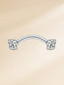 Khuyên tai Rook Daith bằng thép không gỉ 16G, khuyên môi, khuyên lông mày, khuyên sụn tai Tragus, khuyên tạ đính đá Cubic Zirconia, kích thước 6mm 8mm 10mm. - Bạc - Xem 3