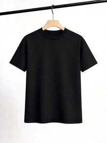 [Entrega Local]Playera Para Mujer Camiseta Casual Mujer Estilo Relajado Con Estampado De Cereza Y Lazo Grande Cuello Redondo Manga Corta Primavera Verano Diario - Negro - Ver 2