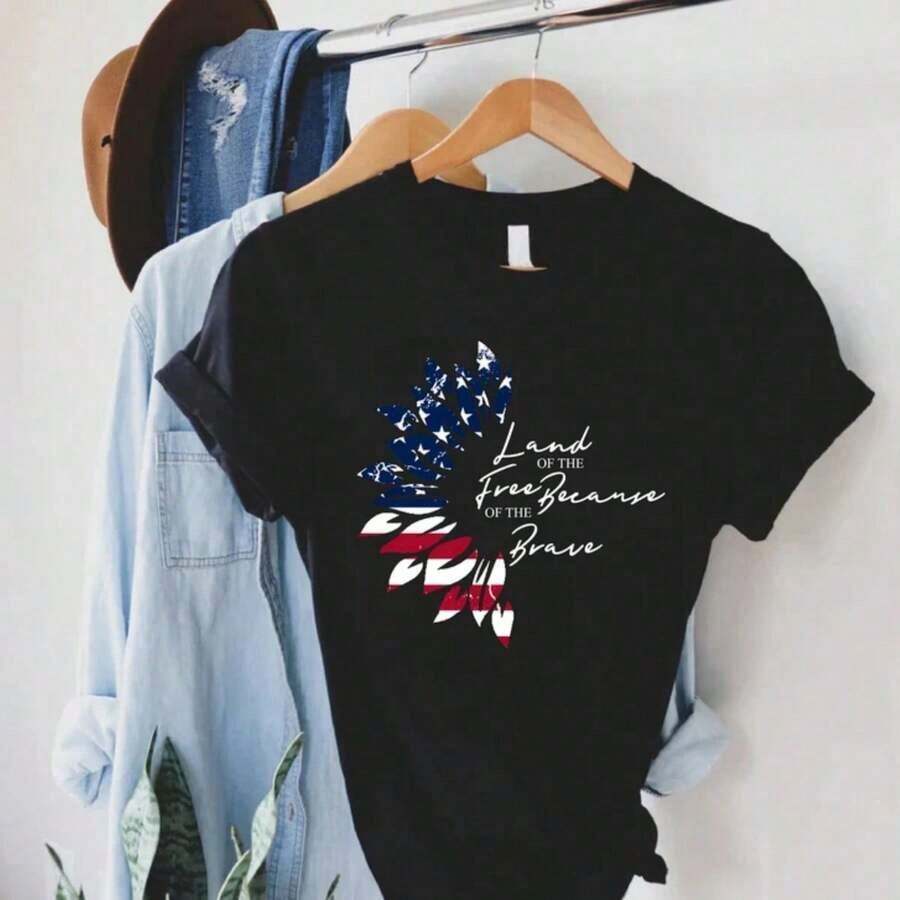 1 Piece Women's Casual Graphic T-Shirt With Crayfish Design In Ivory, Short Sleeve, Round Neck, Knit Fabric, 180g 100% Cotton - 黑色 2 - 查看 1