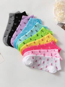 5/10/15/20 Pairs Women/Girls Short Socks, Solid Color/Floral Pattern, Cute Colorful Odor-Resistant Moisture-Wicking Breathable, Women Boat Socks, Women Short Socks, Bow Socks, Girls Socks, Student Socks, Summer Thin Casual Suitable For Students Adults Sports Holidays Daily, Multiple Colors And Styles Randomly Shipped - Multicolor - View 4