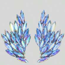 1對翼形水鑽水晶鑽貼花，65x4mm - 燙貼或縫製彩虹水晶貼片 - 適用於婚紗、晚禮服、衣物和包包的DIY裝飾 - 翅膀水鑽貼 - 查看 5