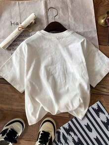 short-sleeveBlusas para mujer Camiseta Gráfica La Dolce Vita, Camiseta Cómoda con Patrón Colorido, Camiseta Sweet Life Adecuada para Amantes de la Comida, Amantes de los Mariscos, Vacaciones en la , Estética de Pescador, Mujeres gym sudaderas y2k Cuello Redondo Algodón 100% Tejido Suave Manga Corta100% Cotton - Blanco - Ver 3