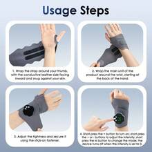 Hailicare EMS无线腕部按摩器，可调节腕托，USB充电式腕套，10种模式29级腕部支撑带关节保护，适用于肌腱炎、腕管综合征、缓解疲劳 - 灰色 - 查看 9