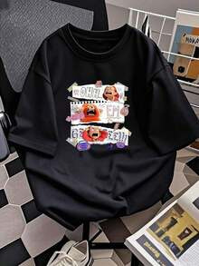 Vibrant Graphics Showcasing An Expressive Girl Alongside A Playful Red Panda, Symbolizing Youthful Energy, Excitement, And A Free Attitude, With Colorful Details Evoking Fun And Spontaneity. Comfortable Casual Women's T-Shirt For Everyday Wear. - 黑色 - 查看 2