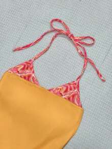 Top halter con estampado de frutas, diseño sin espalda, estilo casual de vacaciones, chaleco de 2 en 1 con bloques de color, adecuado para fiestas, citas, playas, carnavales y otras ocasiones, la elección perfecta para el verano.Top de playa, ro - Multicolor 4 - Ver 3