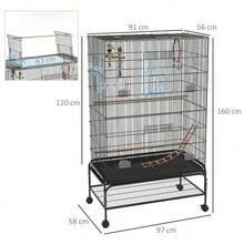 Bird Cage With Perches, Bird Toys And Removable Bottom Tray, Black - 均碼 - 查看 8