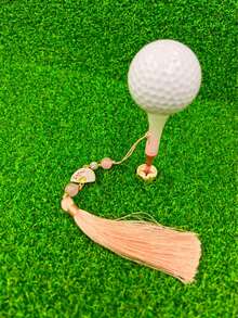 1pc 83mm Plastic Golf Tee With Rhinestone Ball, White Fan Tassel, Golf Accessories - Multicolor - View 5