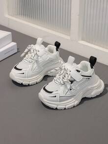 1 Pair Kids Sports Shoes, Breathable, Elastic, Soft, Shock-Absorbing, Quick-Drying, Lightweight, Waterproof, Wear-Resistant, Unisex Casual Street Style, Suitable For Running, Walking, Campus Style - Black - View 2