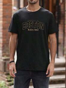 100% Pure Cotton, Breathable And Gentle On The Skin. Classic Crew Neck Design, Slim Fit, And Flattering For All Body Types. Fashionable Print With A Minimalist Style And High-Quality Finish. Unisex Design Perfect For Matching Outfits, Ideal For Everyday Wear, Dates, Leisure, And Streetwear – Versatile And Timeless. - 黑色 - 查看 2