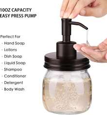 Euuztu Jar Bathroom Accessories Set 4 Pcs -Lotion Soap Dispenser & 2 Qtip Holders & Toothbrush Holder - Rustic Farmhouse Decor, Bathroom Home Decor - Đồng - Xem 3