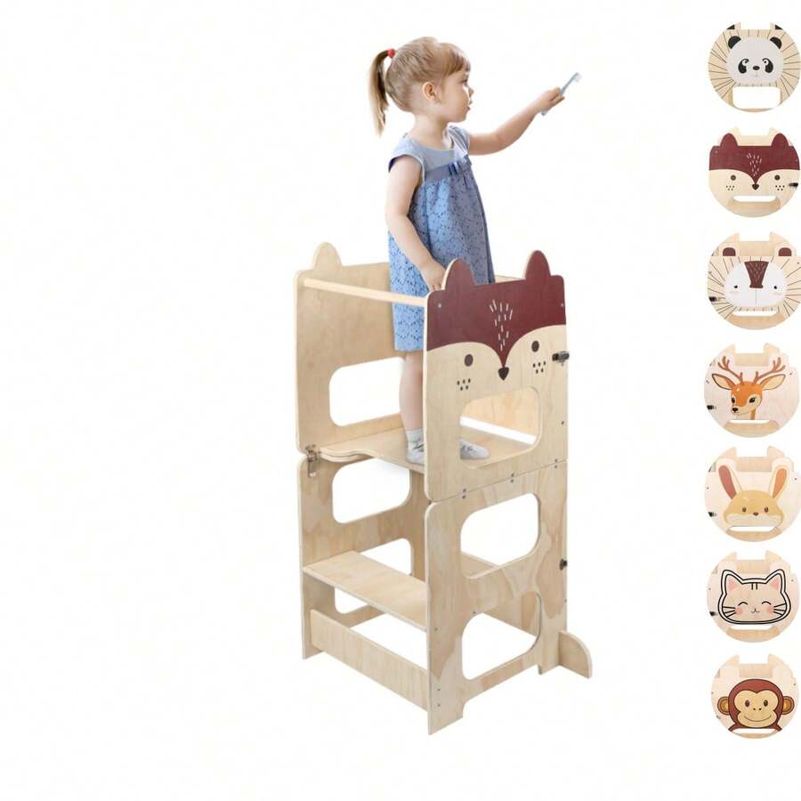 Rutschfeste Lernstühle, Kinderhocker,Mit Maltafel,Für 2bis 6Jährige - Fuchs - Übersicht 1