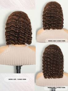 KARLAMI Deep Curly Wig Human Hair 13x4 Wear And Go Glueless Wigs Human Hair Pre Plucked Pre Cut Deep Wave Lace Front Closure Wigs For Women 180 Density Curly Wig Glueless Wear And Go Black 10 12 14 Inch Bob For K Pop, Daily Wear, Parties, Birthdays, Weddings - S4 - View 3