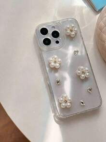 Ốp lưng điện thoại bằng epoxy trong suốt, họa tiết hoa ngọc trai 3D, tương thích với Apple 17promax, 16pro, 15 inch, kiểu dáng công chúa, 14 inch, 13 inch cao cấp, dạng cứng bao phủ toàn diện. - Nhiều màu - Xem 3