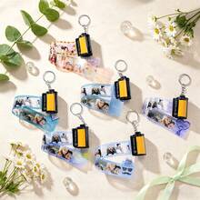 Personalized Father's Day Photo Keychain, Customizable Father And Son, Great Father Keychain With Text, Record Cherished Photo Memories, Customizable Name Keychain, Film Roll Keychain, Mini Photo Album, Keychain - Father's Day Edition 1 - View 4