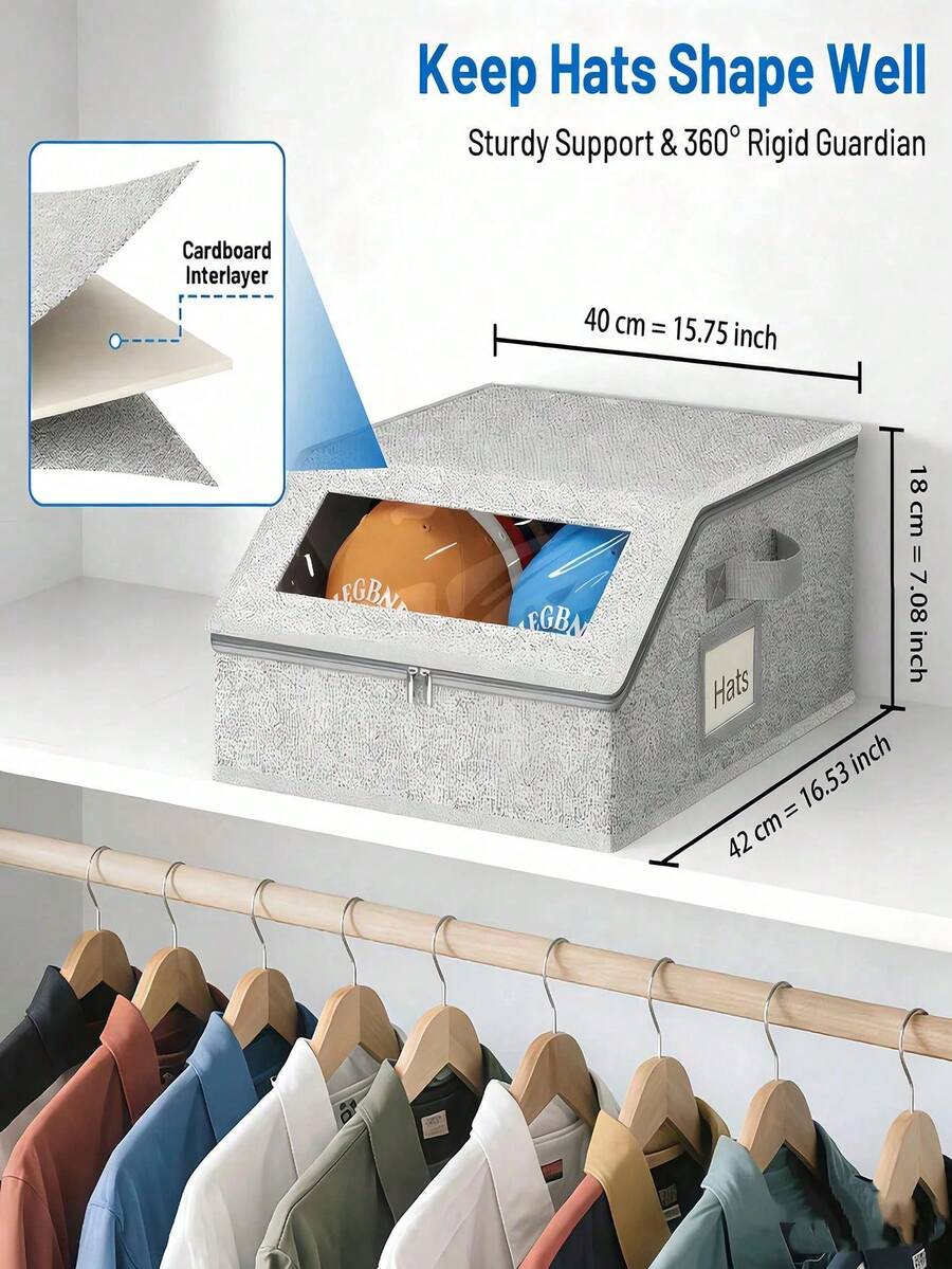 2/1 Stück faltbare staubdichte Stoff-Aufbewahrungsbox, große Kapazität stapelbarer Kleiderschrank-Organizer mit Reißverschluss und weißem & rotem Etikett, multifunktionaler faltbarer Sortierbehälter, platzsparend, geeignet für Baseballkappen, Kleidung, Plüschspielzeug, Heimschrank-Aufbewahrungsprodukte