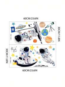Cartoon Astronaut Pilot Wall Stickers, Suitable For Baby Nursery, Children's Bedroom, Kindergarten, Classroom Decor, Space Theme - Multicolor - View 7