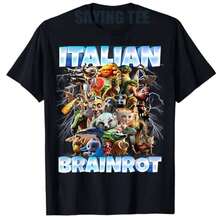 Clothing With A Y2K Aesthetic, Italian Brain Prints, Funny Emojis, Generation Z T-Shirts, Humor, Short-Sleeved Shirts, Original T-Shirts - 黑色 - 查看 2