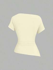 Camiseta casual asimétrica de hombro para mujer - Multicolor 21 - Ver 3