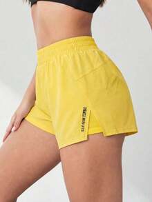 Pantalones cortos de compresión para mujer que absorben la humedad y tienen un short interno, cómodos para correr, yoga, evitar rozaduras.Pantalón corto deportivo para mujer, pantalón corto de gimnasio, pantalón corto de ciclista cómodo - Amarillo - Ver 8