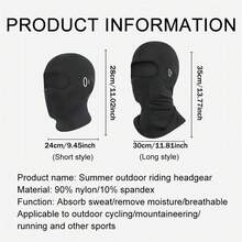 AD 1pc Balaclava Cycling Cap, Unisex, Breathable Ice Silk Motorcycle Riding Sports Face Mask Neck Protector - Black - View 8