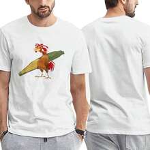 Chicken Joe Graphic T-Shirt - Unisex, Casual Crew Neck, Rooster And Corn Design, Black, Perfect For Men, Women And Friends, Comfortable Fit For All Seasons - 白色 - 查看 9