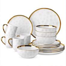 Dinner Plate - Set Da 16 Pezzi - Bianco E Oro - View 9