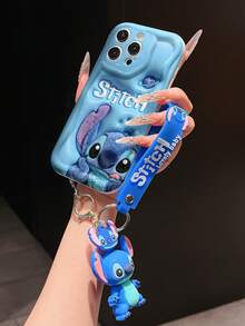 Disney Lilo And Stitch Phone Case : 3D Fluffy Pattern Border Protector Phone Soft Phone Case With A Free Cute Stitch Bracelet Chain Lanyard, Stitch, Lilo, Angel, For Apple 17 Promax 17 Pro 16 15 14 13 12 11 Pro Max XS Max X XR Soft Cover Summer Phone Case - trắng - Xem 4